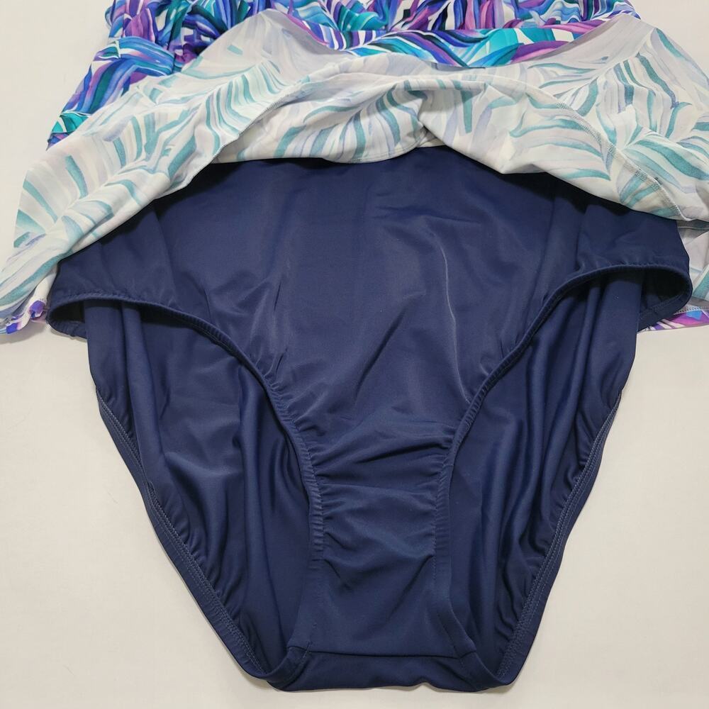 Swim Solutions Tummy-Control Faux-Tankini One-Piece Swimsuit Modest NWT Size 24W - Picture 8 of 13